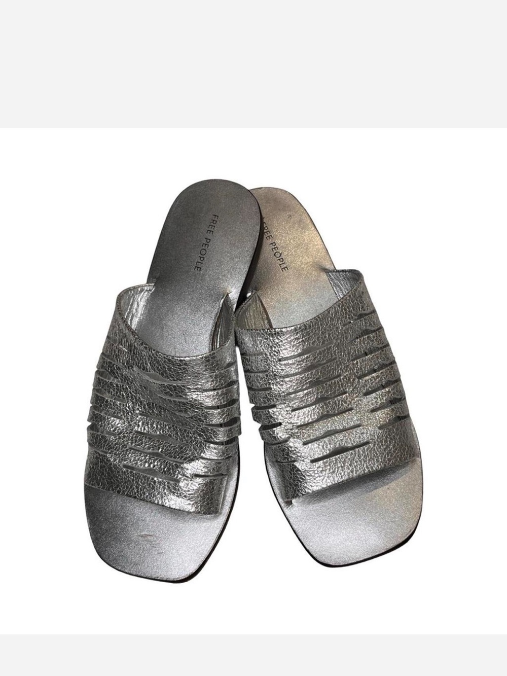 Free People Slice of Sun Metallic Silver Woven Slide